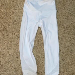 Lululemon White Crop leggings with detailed side